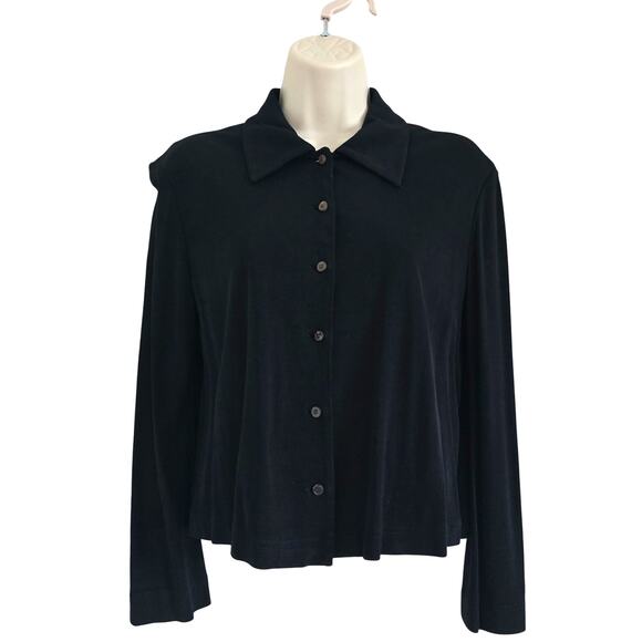 Vintage Fendi Polo Shirt Size 40/ M FF Logo Button Black Long Sleeve Cropped - Picture 1 of 8